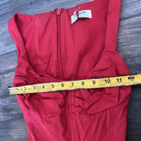 HOUSE OF CB 'Cupid' Scarlet Pleated Mini Dress XS TALL - Picture 4 of 6